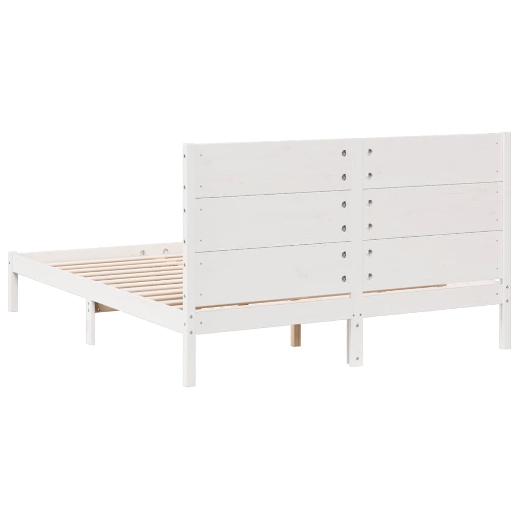 Bedframe extra lang zonder matras massief hout wit 160x210 cm