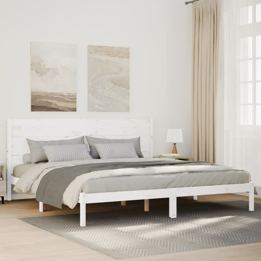 Bedframe extra lang zonder matras massief hout wit 160x210 cm