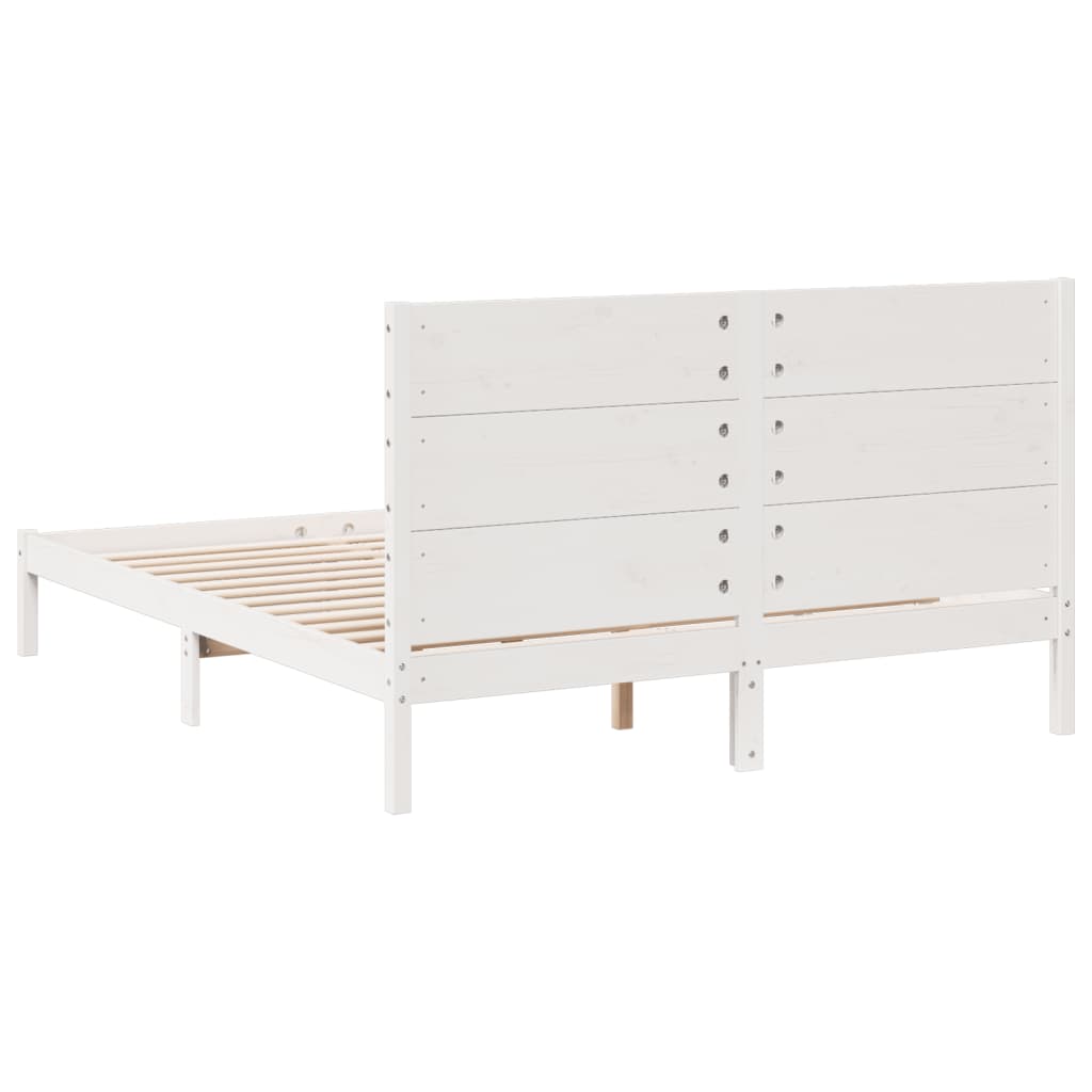 Bedframe extra lang zonder matras massief hout wit 160x220 cm