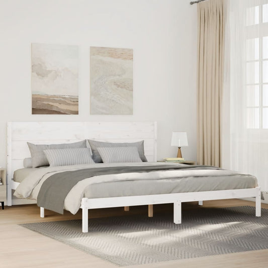 Bedframe extra lang zonder matras massief hout wit 160x220 cm