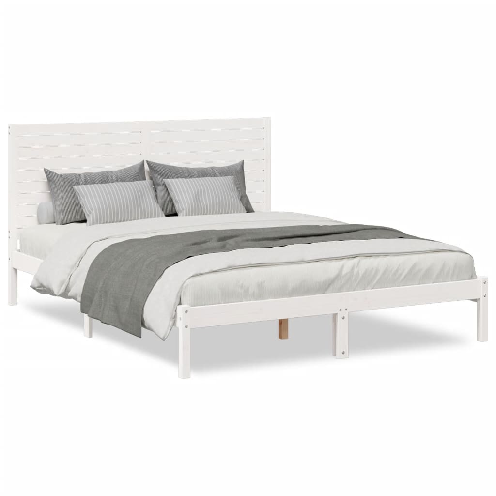 Bedframe extra lang zonder matras massief hout wit 160x220 cm Bedden & bedframes | Creëer jouw Trendy Thuis | Gratis bezorgd & Retour | Trendy.nl