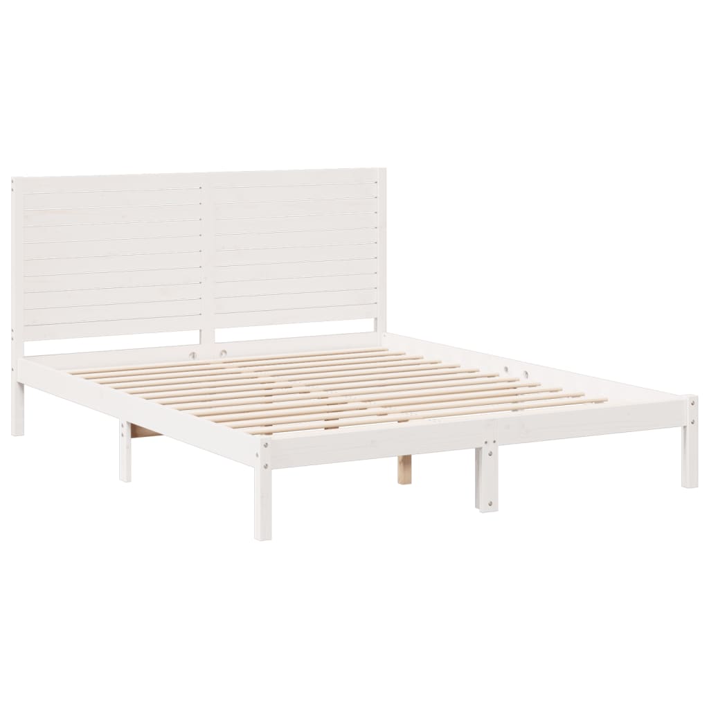 Bedframe extra lang zonder matras massief hout wit 160x220 cm Bedden & bedframes | Creëer jouw Trendy Thuis | Gratis bezorgd & Retour | Trendy.nl