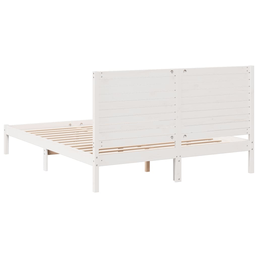 Bedframe extra lang zonder matras massief hout wit 160x220 cm Bedden & bedframes | Creëer jouw Trendy Thuis | Gratis bezorgd & Retour | Trendy.nl