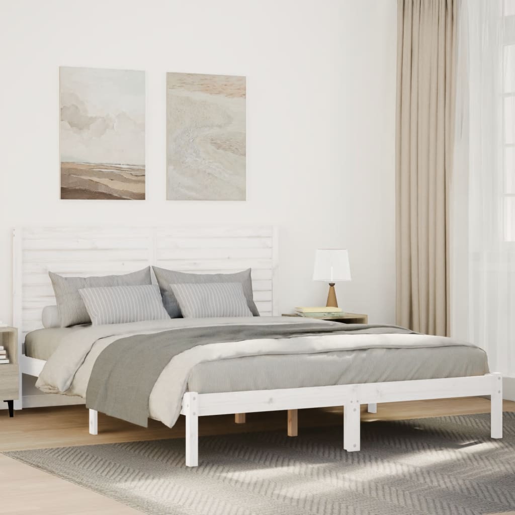 Bedframe extra lang zonder matras massief hout wit 160x220 cm Bedden & bedframes | Creëer jouw Trendy Thuis | Gratis bezorgd & Retour | Trendy.nl