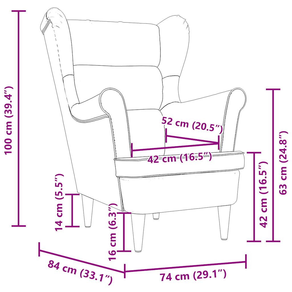 Fauteuil 74x84x100 cm stof wolkengrijs