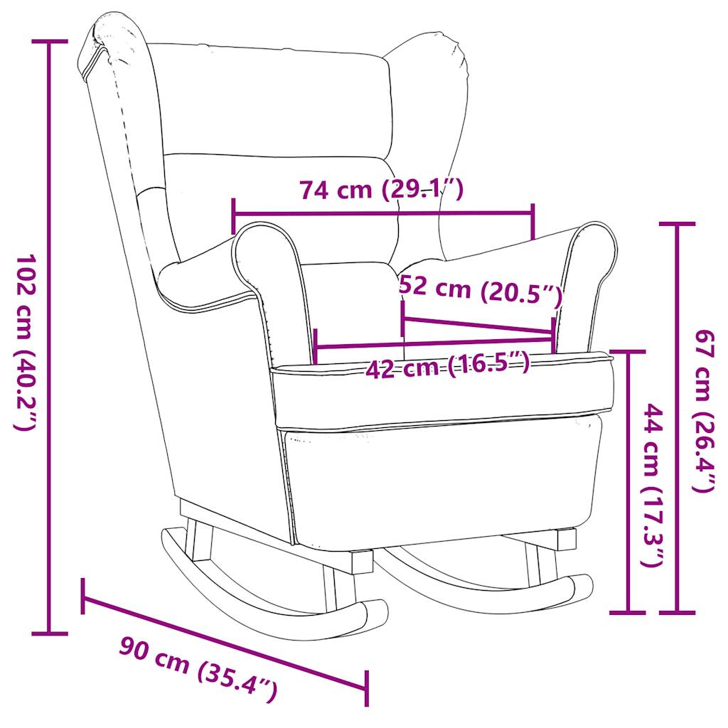 Schommelstoel 74x90x102 cm stof donkergrijs