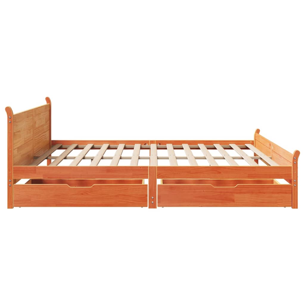 Bedframe zonder matras massief grenenhout wasbruin 200x200 cm Bedden & bedframes | Creëer jouw Trendy Thuis | Gratis bezorgd & Retour | Trendy.nl