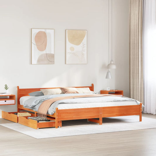 Bedframe zonder matras massief grenenhout wasbruin 200x200 cm Bedden & bedframes | Creëer jouw Trendy Thuis | Gratis bezorgd & Retour | Trendy.nl