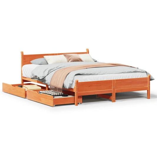 Bed met matras massief grenenhout wasbruin 140x190 cm Bedden & bedframes | Creëer jouw Trendy Thuis | Gratis bezorgd & Retour | Trendy.nl