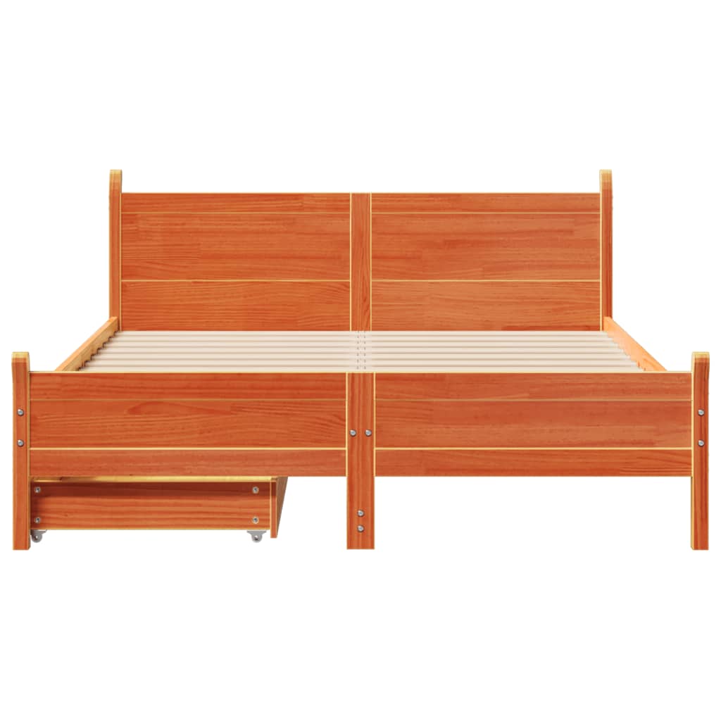 Bedframe zonder matras massief grenenhout wasbruin 135x190 cm Bedden & bedframes | Creëer jouw Trendy Thuis | Gratis bezorgd & Retour | Trendy.nl