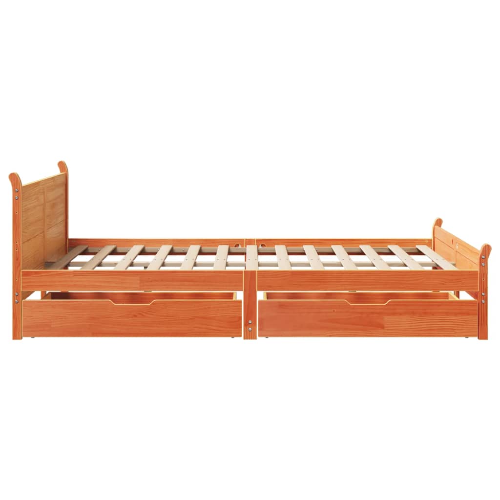 Bedframe zonder matras massief grenenhout wasbruin 135x190 cm Bedden & bedframes | Creëer jouw Trendy Thuis | Gratis bezorgd & Retour | Trendy.nl