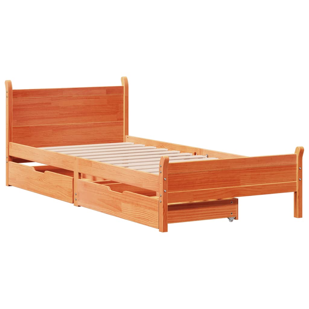 Bedframe zonder matras massief grenenhout wasbruin 90x190 cm Bedden & bedframes | Creëer jouw Trendy Thuis | Gratis bezorgd & Retour | Trendy.nl