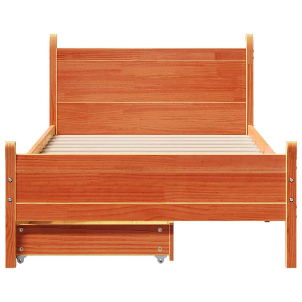 Bedframe zonder matras massief grenenhout wasbruin 90x190 cm Bedden & bedframes | Creëer jouw Trendy Thuis | Gratis bezorgd & Retour | Trendy.nl