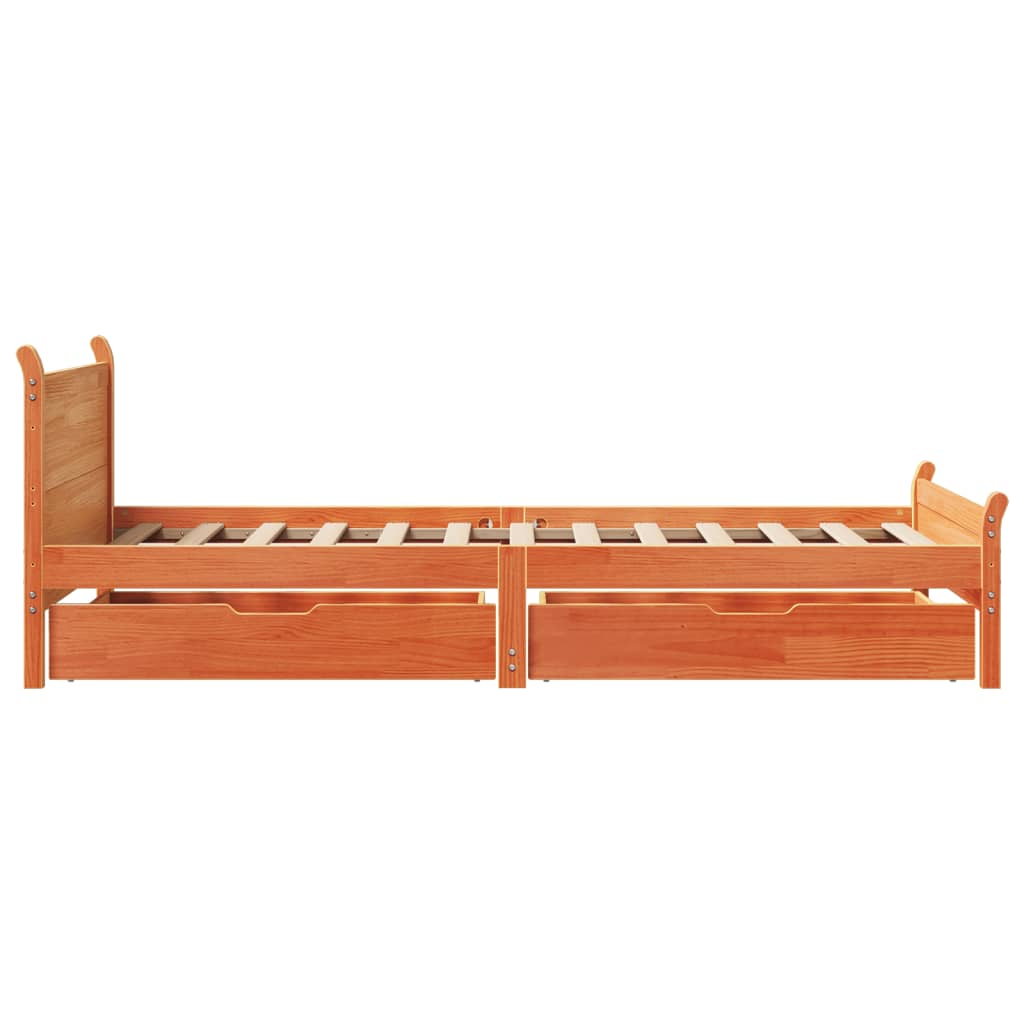 Bedframe zonder matras massief grenenhout wasbruin 90x190 cm Bedden & bedframes | Creëer jouw Trendy Thuis | Gratis bezorgd & Retour | Trendy.nl