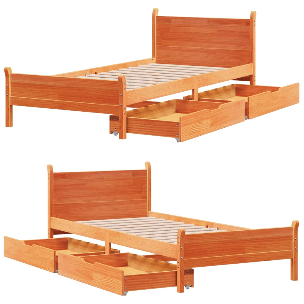 Bedframe zonder matras massief grenenhout wasbruin 90x190 cm Bedden & bedframes | Creëer jouw Trendy Thuis | Gratis bezorgd & Retour | Trendy.nl