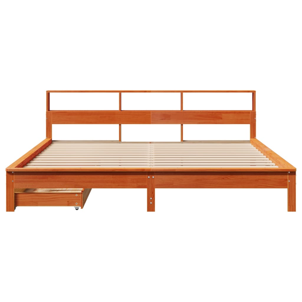 Bed met boekenkast zonder matras grenenhout wasbruin 180x200 cm Bedden & bedframes | Creëer jouw Trendy Thuis | Gratis bezorgd & Retour | Trendy.nl