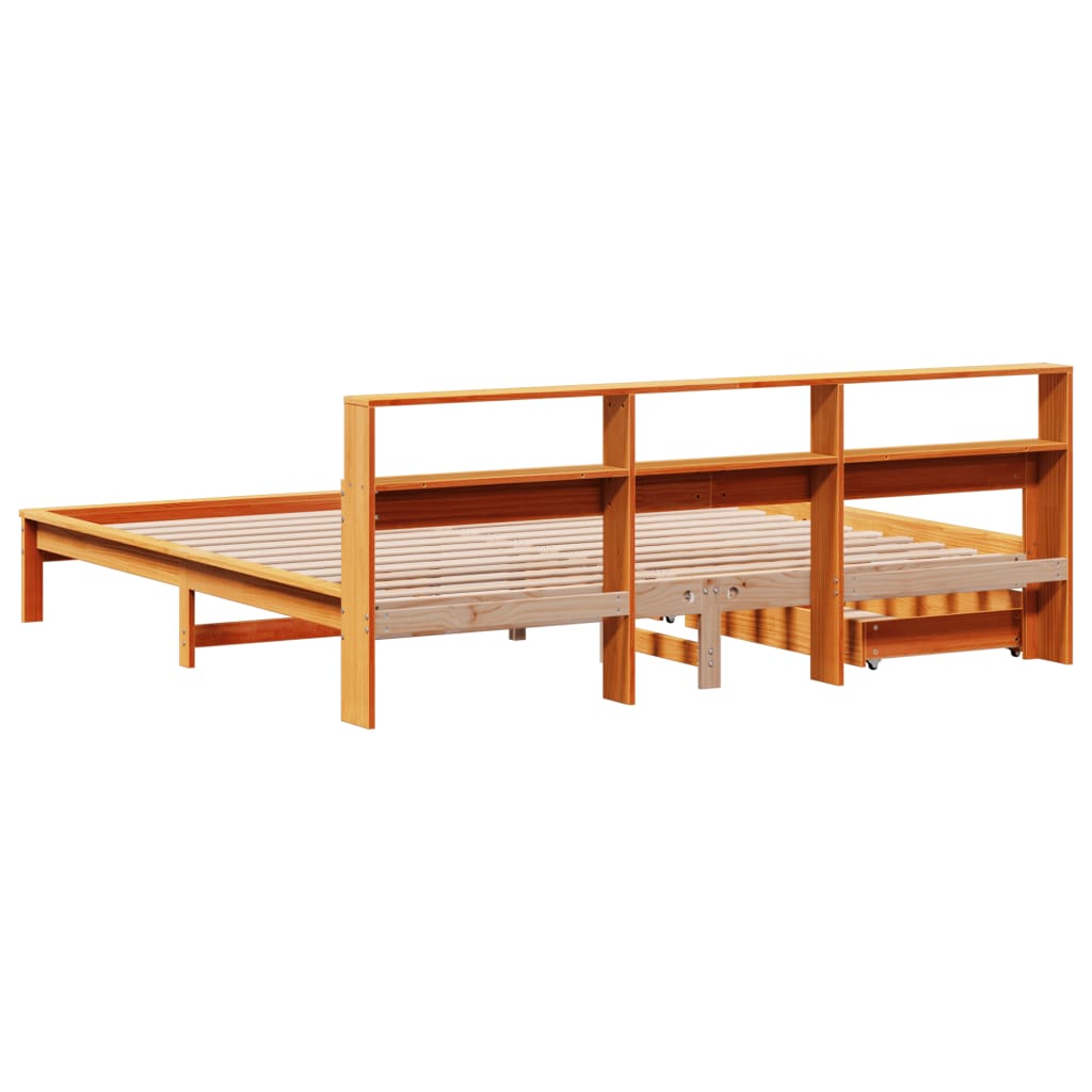 Bed met boekenkast zonder matras grenenhout wasbruin 180x200 cm Bedden & bedframes | Creëer jouw Trendy Thuis | Gratis bezorgd & Retour | Trendy.nl