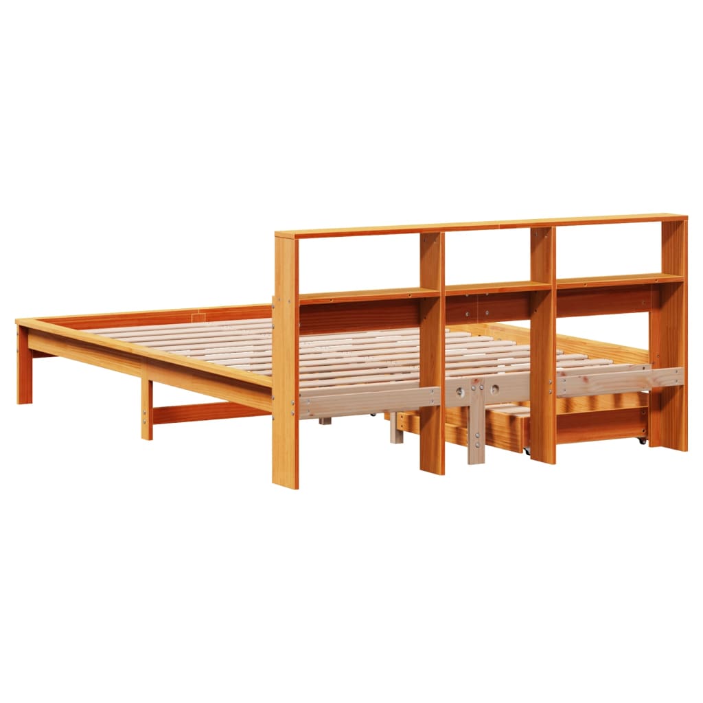 Bed met boekenkast zonder matras grenenhout wasbruin 160x200 cm Bedden & bedframes | Creëer jouw Trendy Thuis | Gratis bezorgd & Retour | Trendy.nl