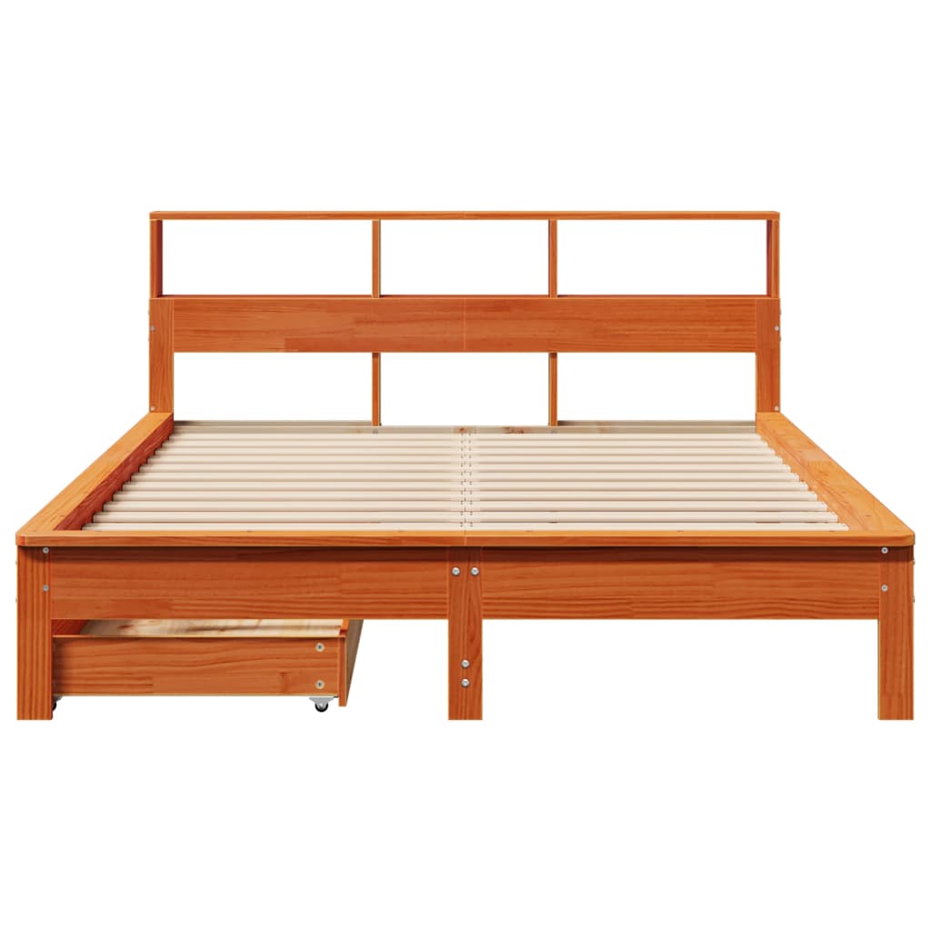 Bed met boekenkast zonder matras grenenhout wasbruin 150x200 cm Bedden & bedframes | Creëer jouw Trendy Thuis | Gratis bezorgd & Retour | Trendy.nl