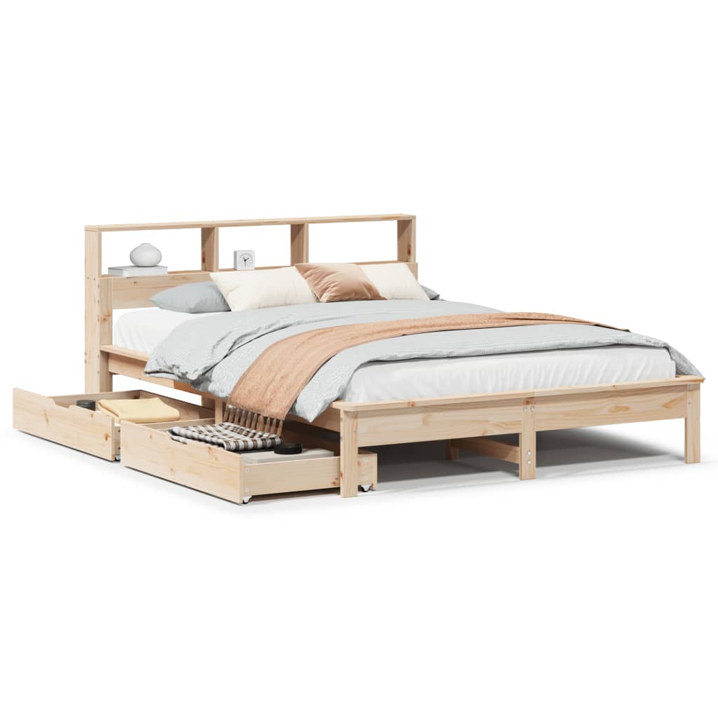 Bed met boekenkast zonder matras massief grenenhout 140x190 cm Bedden & bedframes | Creëer jouw Trendy Thuis | Gratis bezorgd & Retour | Trendy.nl