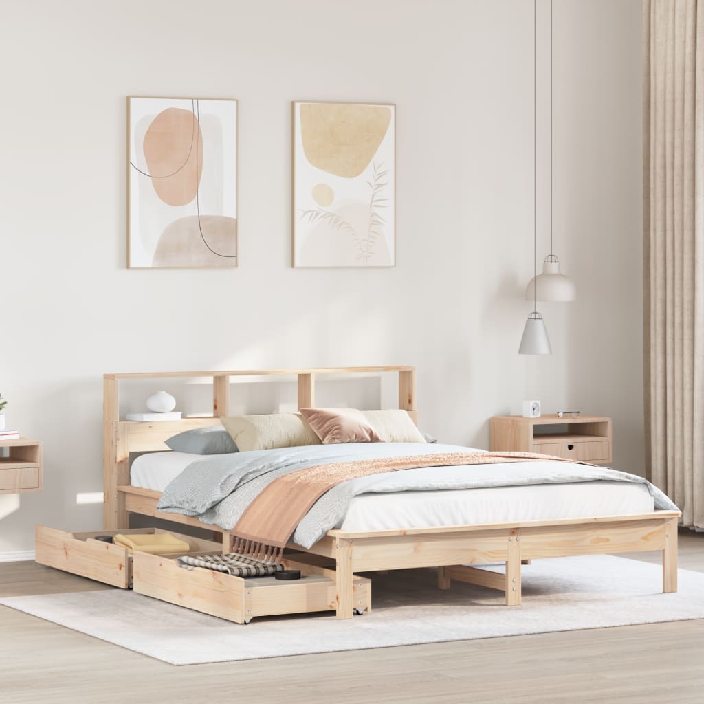 Bed met boekenkast zonder matras massief grenenhout 140x190 cm Bedden & bedframes | Creëer jouw Trendy Thuis | Gratis bezorgd & Retour | Trendy.nl