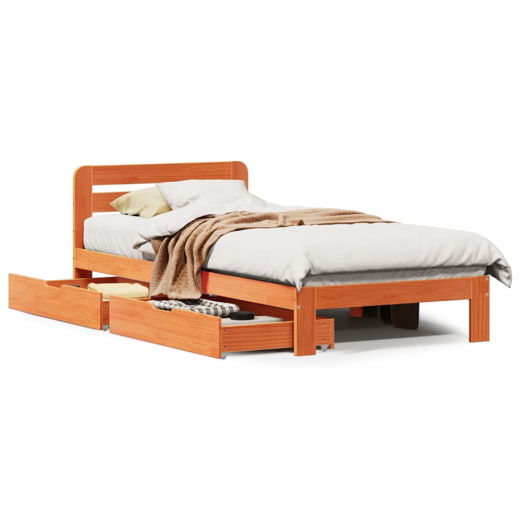 Bedframe zonder matras massief grenenhout wasbruin 90x190 cm Bedden & bedframes | Creëer jouw Trendy Thuis | Gratis bezorgd & Retour | Trendy.nl