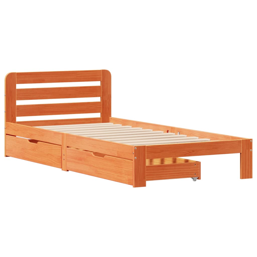 Bedframe zonder matras massief grenenhout wasbruin 90x190 cm Bedden & bedframes | Creëer jouw Trendy Thuis | Gratis bezorgd & Retour | Trendy.nl