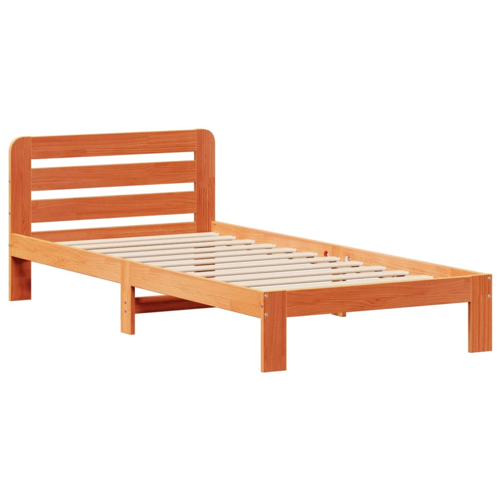 Bedframe zonder matras massief grenenhout wasbruin 90x190 cm Bedden & bedframes | Creëer jouw Trendy Thuis | Gratis bezorgd & Retour | Trendy.nl