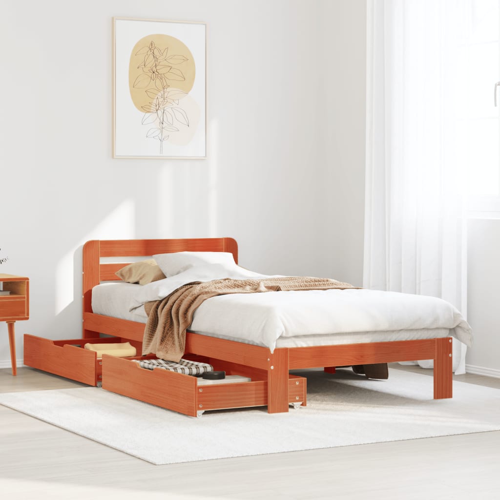 Bedframe zonder matras massief grenenhout wasbruin 90x190 cm Bedden & bedframes | Creëer jouw Trendy Thuis | Gratis bezorgd & Retour | Trendy.nl