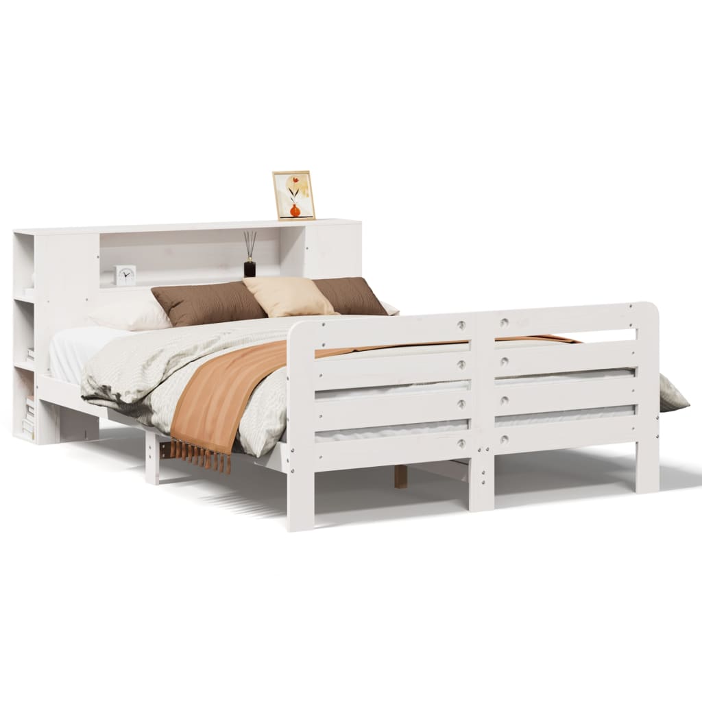 Bedframe zonder matras massief grenenhout wit 160x200 cm