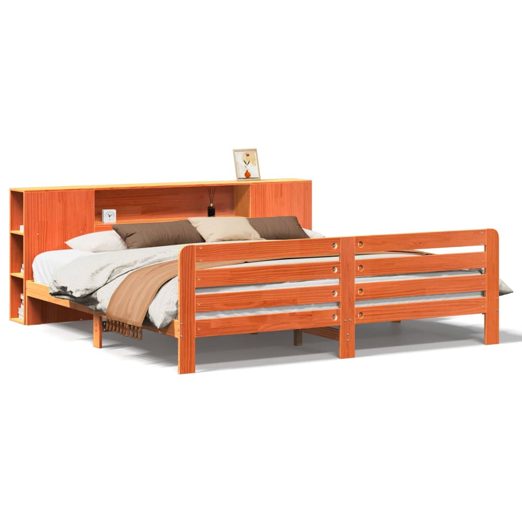 Bedframe zonder matras massief grenenhout wasbruin 180x200 cm