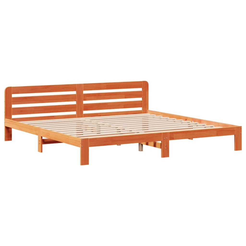 Bedframe zonder matras massief grenenhout wasbruin 180x200 cm