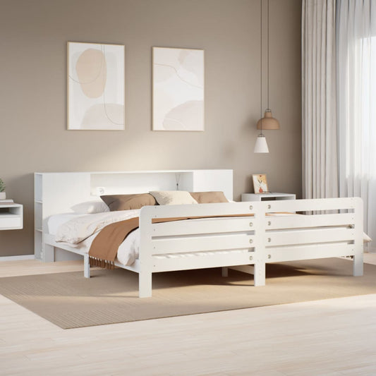 Bedframe zonder matras massief grenenhout wit 200x200 cm