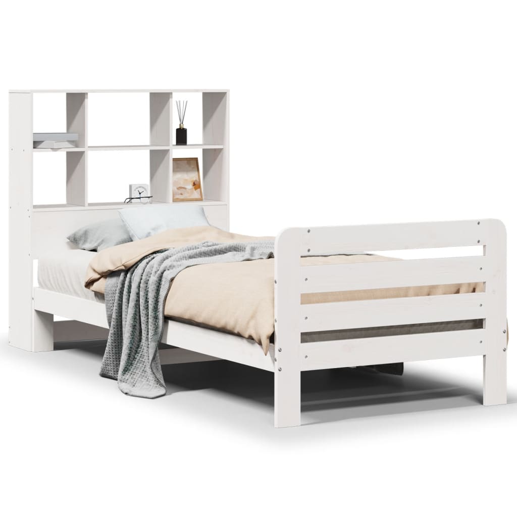 Bedframe zonder matras massief grenenhout wit 140x200 cm