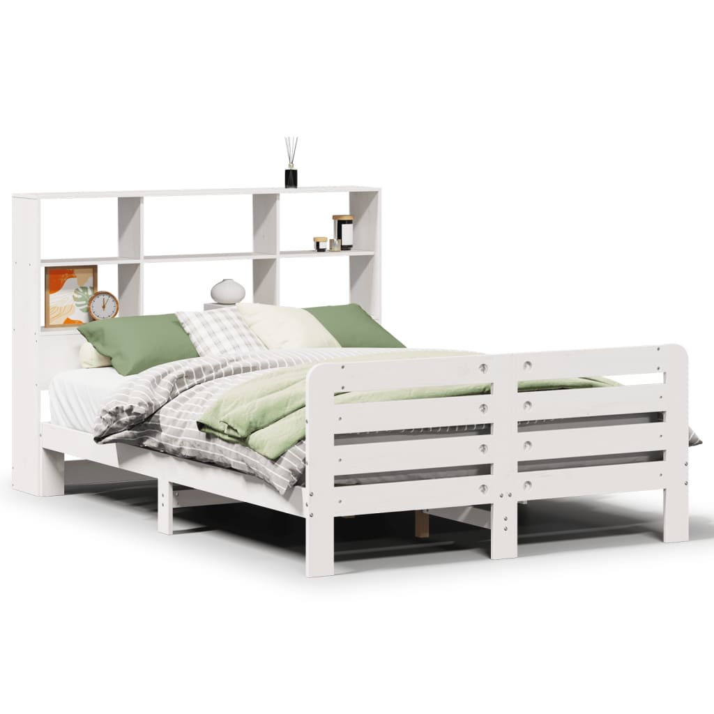 Bedframe zonder matras massief grenenhout wit 140x200 cm