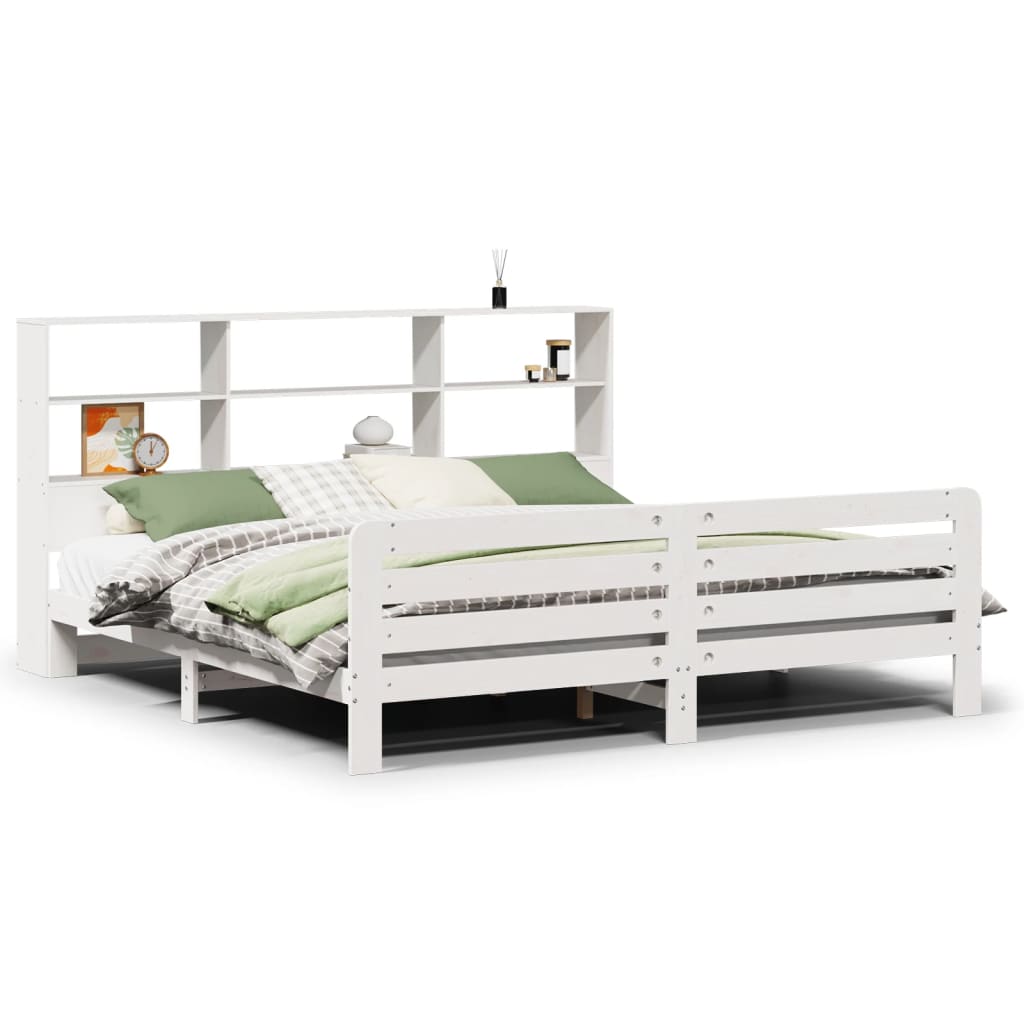 Bedframe zonder matras massief grenenhout wit 180x200 cm