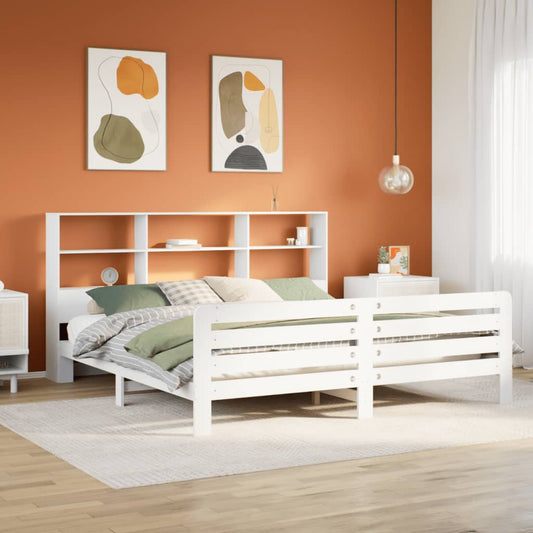 Bedframe zonder matras massief grenenhout wit 180x200 cm