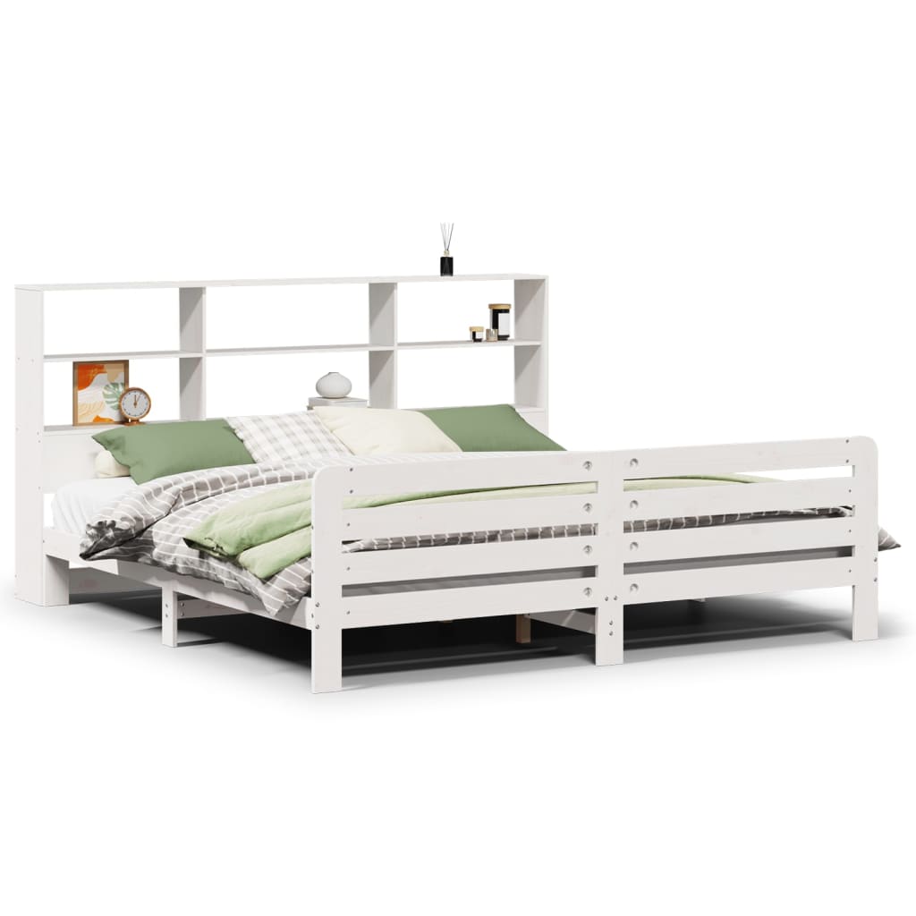 Bedframe zonder matras massief grenenhout wit 200x200 cm