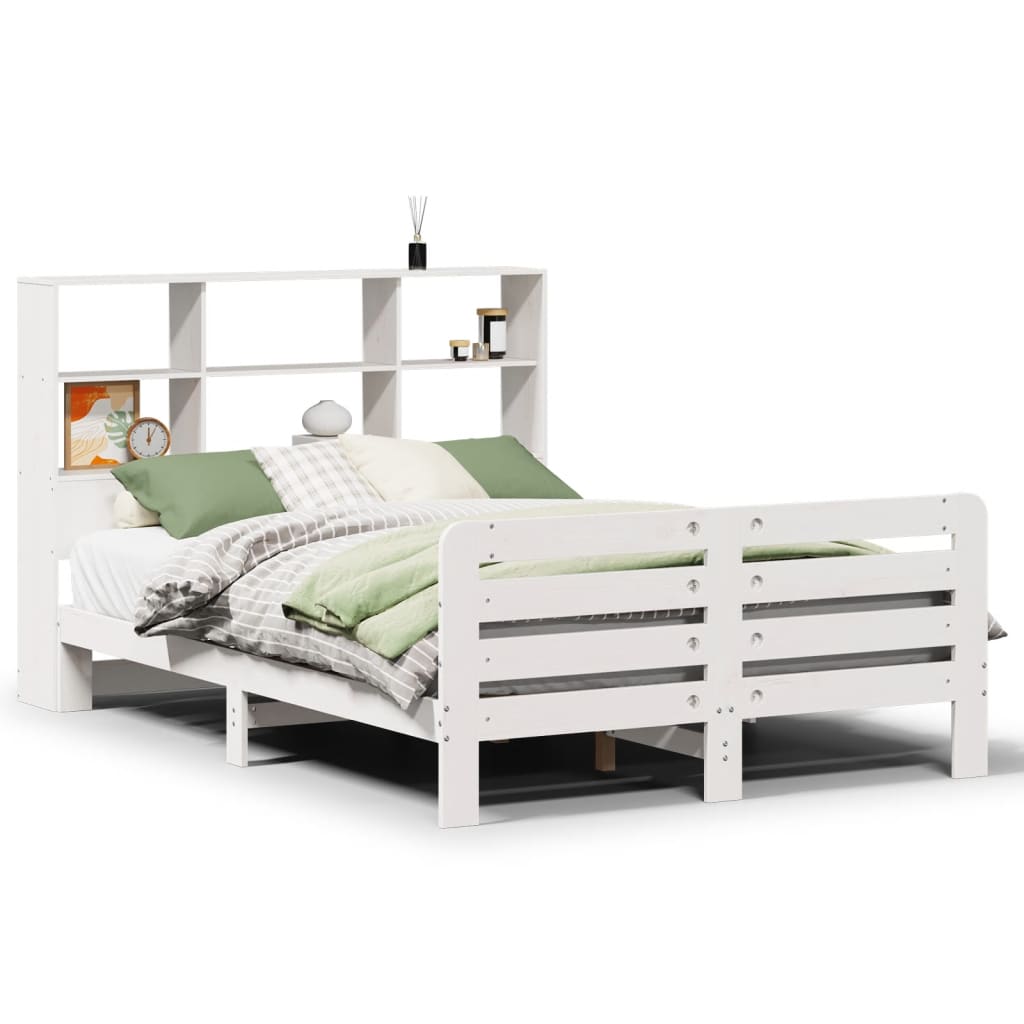 Bedframe zonder matras massief grenenhout wit 135x190 cm