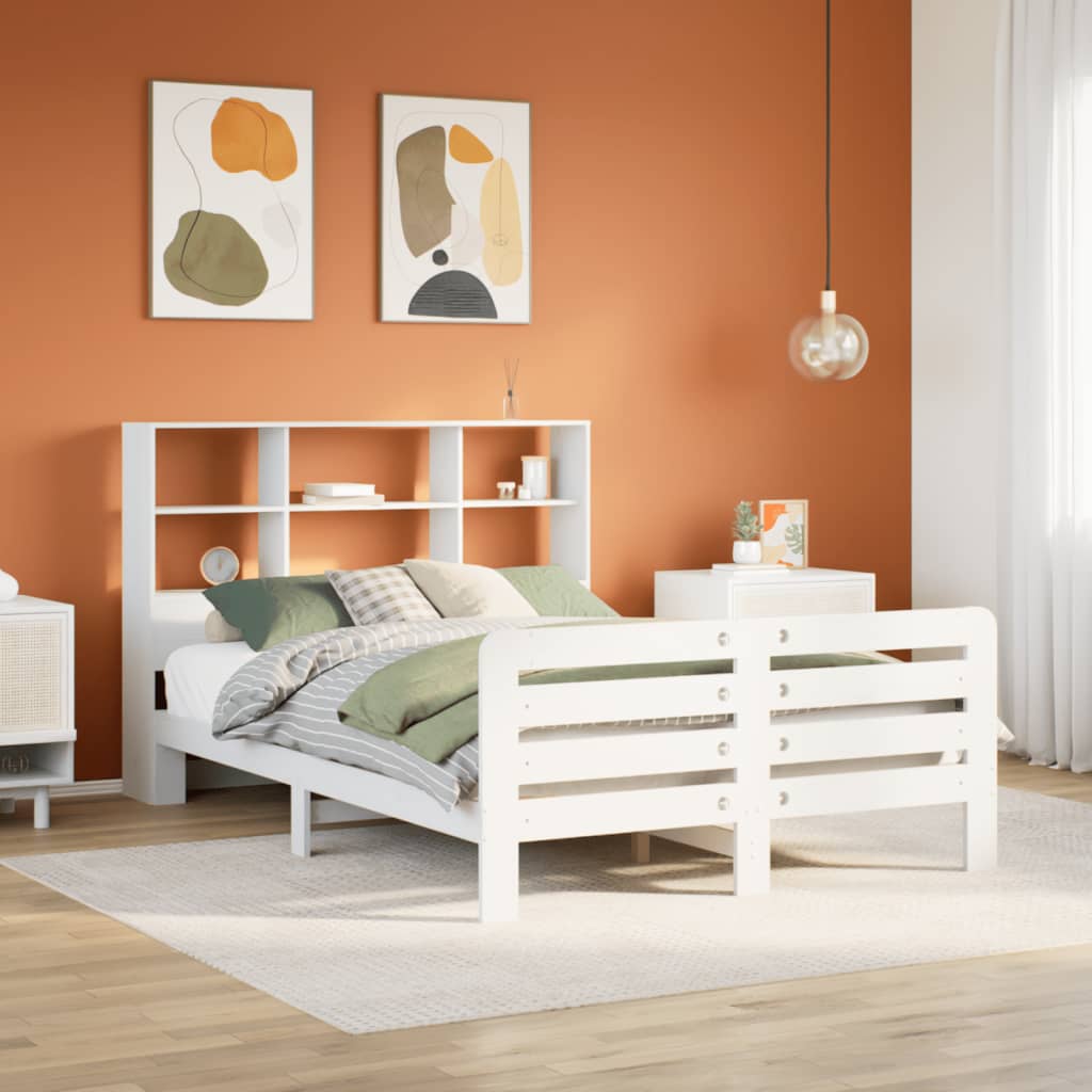 Bedframe zonder matras massief grenenhout wit 135x190 cm