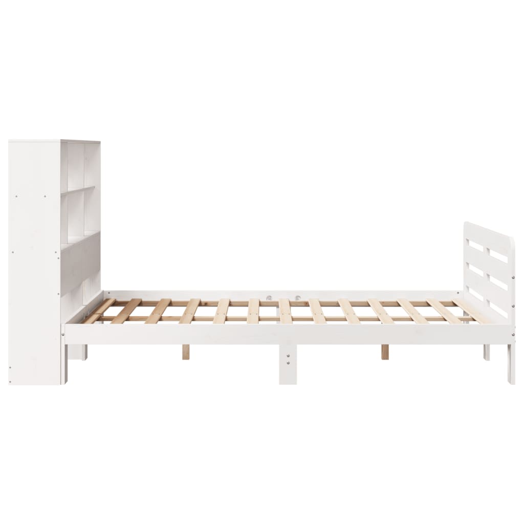 Bedframe zonder matras massief grenenhout wit 140x190 cm