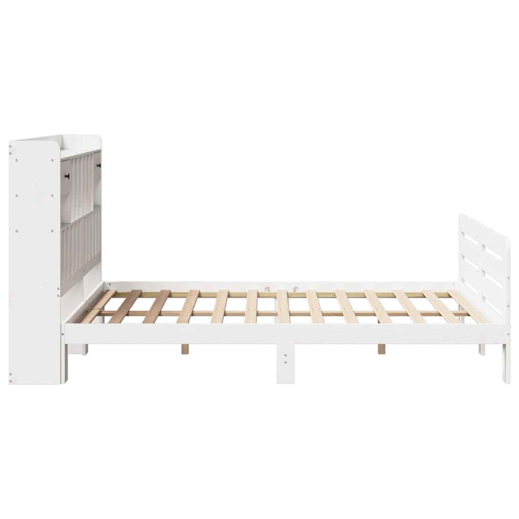 Bed met boekenkast zonder matras grenenhout wit 140x200 cm