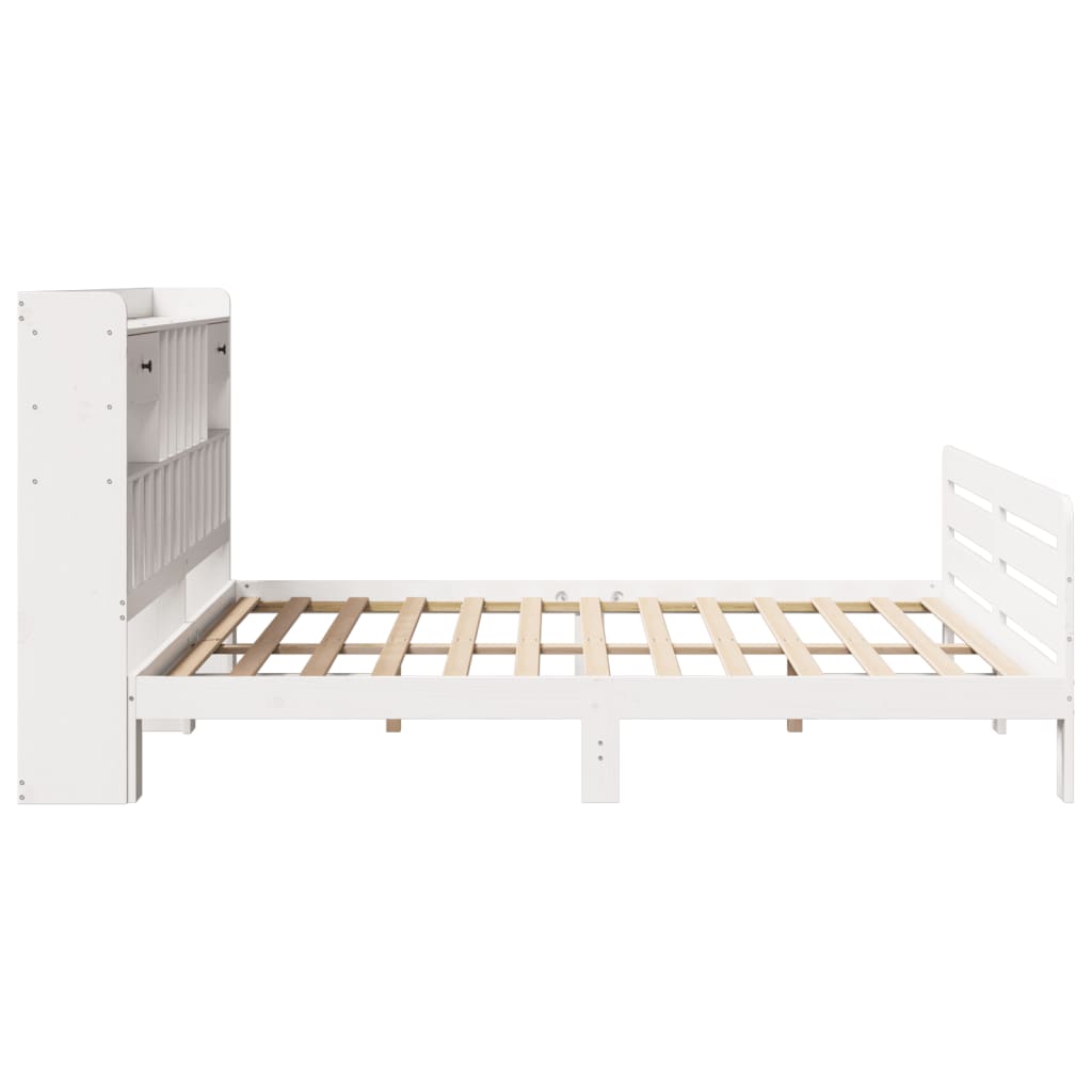 Bed met boekenkast zonder matras grenenhout wit 180x200 cm