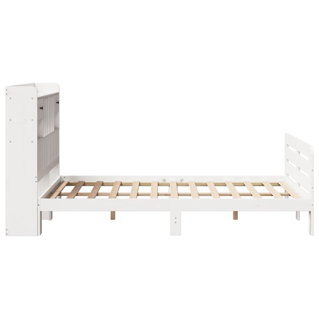 Bed met boekenkast zonder matras grenenhout wit 135x190 cm