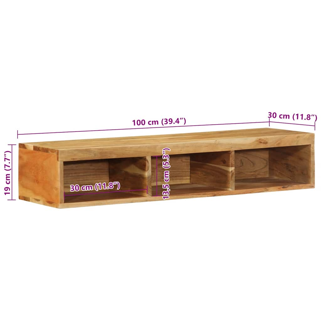 Tv-meubel wandmontage 100x30x19 cm massief acaciahout