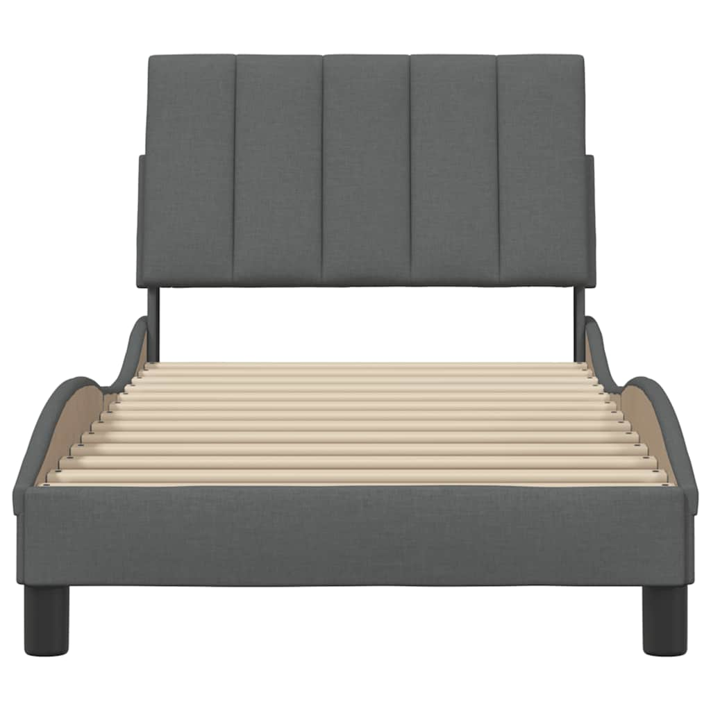 Bedframe zonder matras 90x190 cm stof donkergrijs