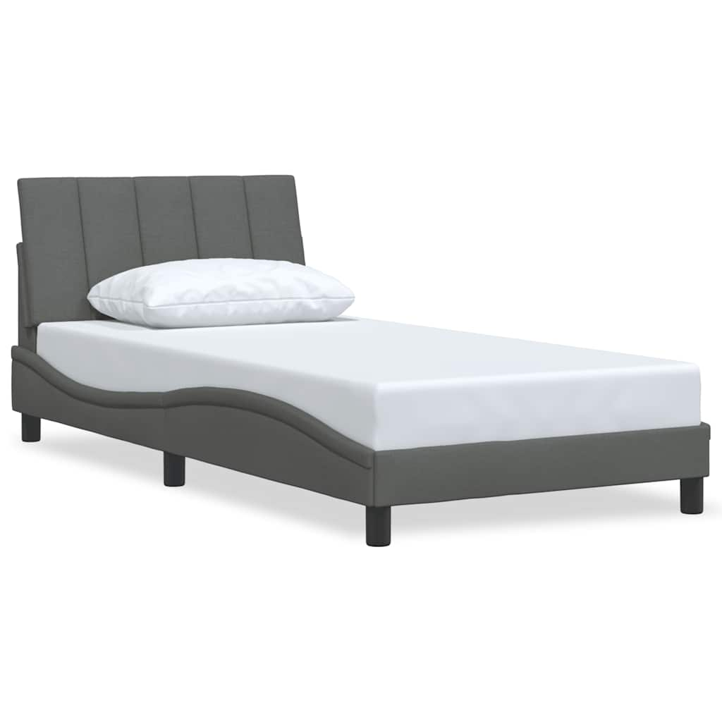 Bedframe zonder matras 100x200 cm stof donkergrijs