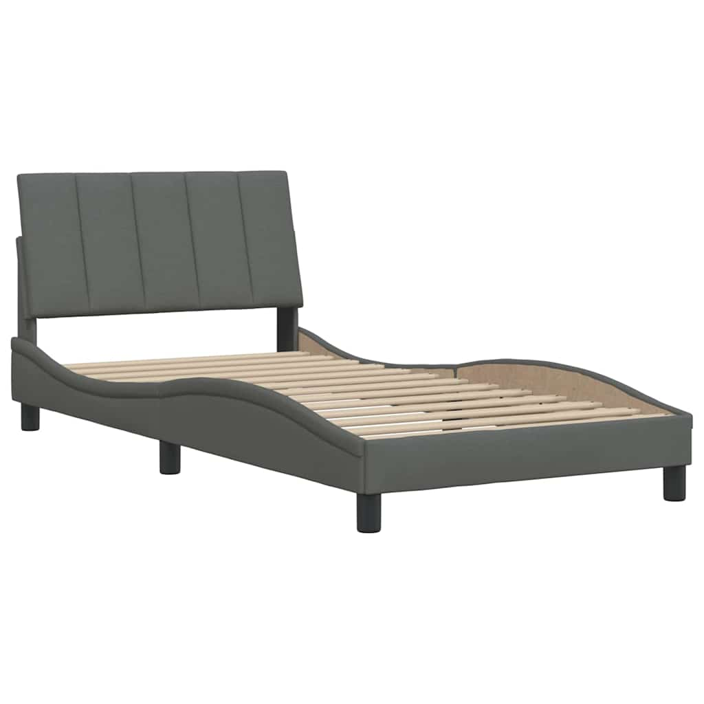 Bedframe zonder matras 100x200 cm stof donkergrijs