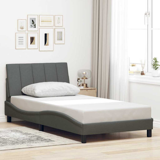 Bedframe zonder matras 100x200 cm stof donkergrijs