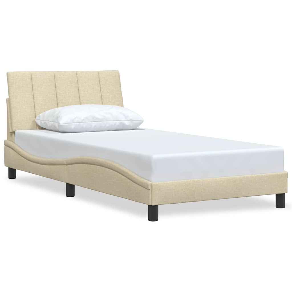 Bedframe zonder matras 100x200 cm stof crèmekleurig